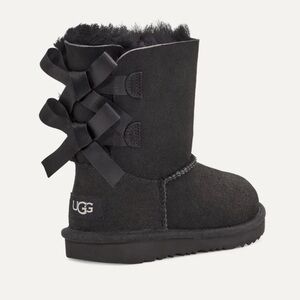 UGG Bailey Bow Black Suede Shearling Boots | Kids 3Y (Estimated)